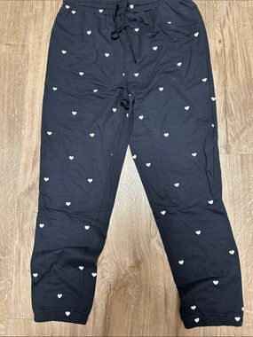 Splendid Black Heart-Print Joggers - Women's Cozy Track Pants